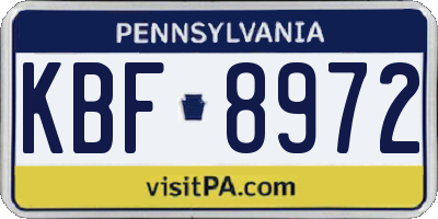 PA license plate KBF8972
