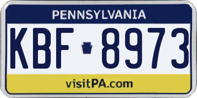 PA license plate KBF8973