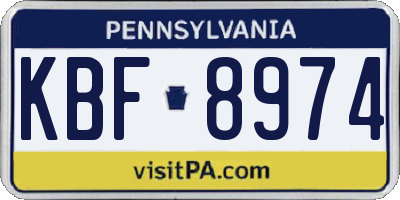 PA license plate KBF8974