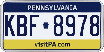 PA license plate KBF8978