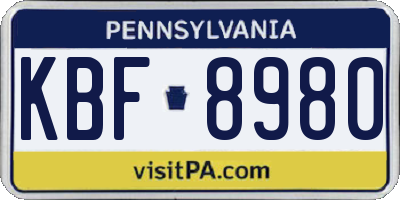 PA license plate KBF8980