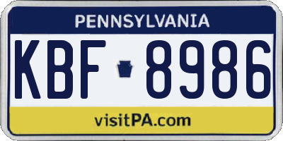 PA license plate KBF8986