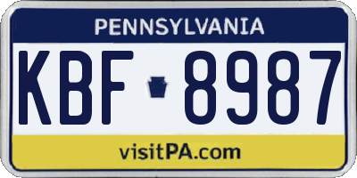 PA license plate KBF8987