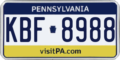 PA license plate KBF8988