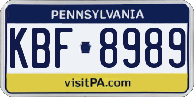 PA license plate KBF8989