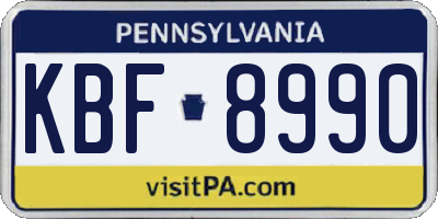 PA license plate KBF8990