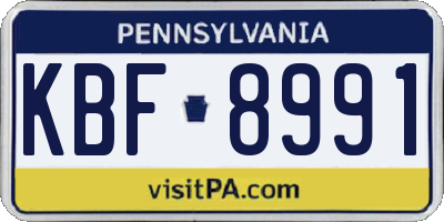 PA license plate KBF8991