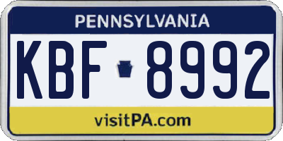PA license plate KBF8992