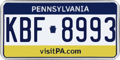PA license plate KBF8993