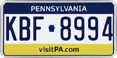 PA license plate KBF8994