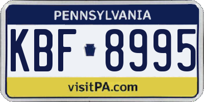 PA license plate KBF8995