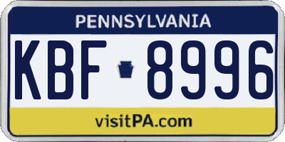 PA license plate KBF8996