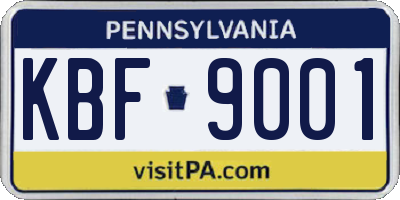 PA license plate KBF9001