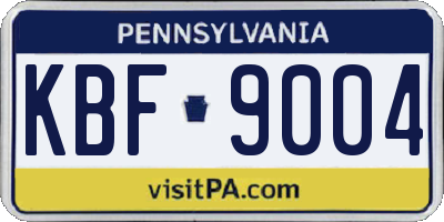 PA license plate KBF9004