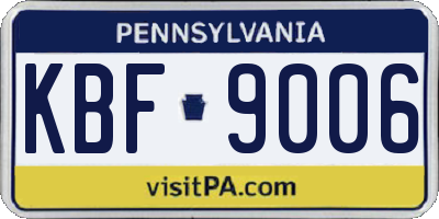 PA license plate KBF9006