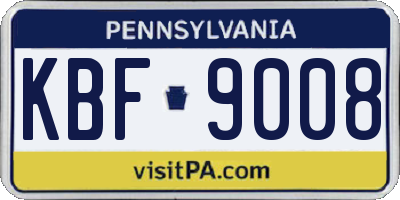 PA license plate KBF9008