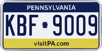 PA license plate KBF9009