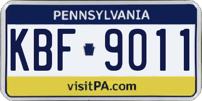 PA license plate KBF9011