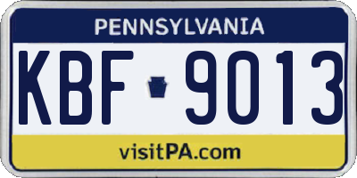 PA license plate KBF9013