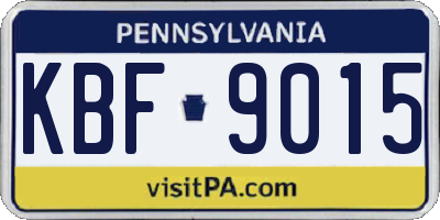 PA license plate KBF9015