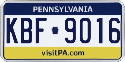 PA license plate KBF9016