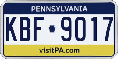 PA license plate KBF9017
