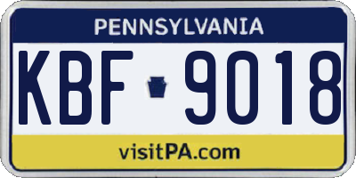 PA license plate KBF9018
