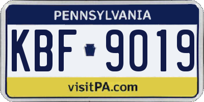 PA license plate KBF9019