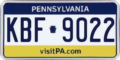 PA license plate KBF9022