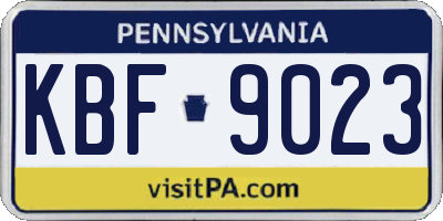 PA license plate KBF9023