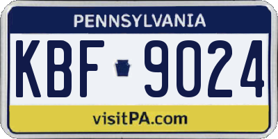 PA license plate KBF9024