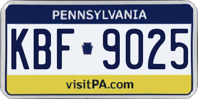 PA license plate KBF9025