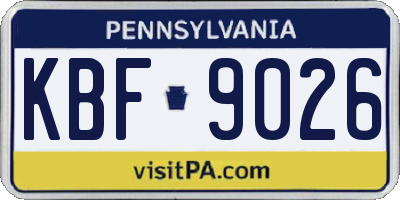 PA license plate KBF9026
