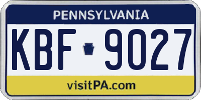 PA license plate KBF9027