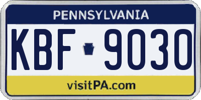 PA license plate KBF9030