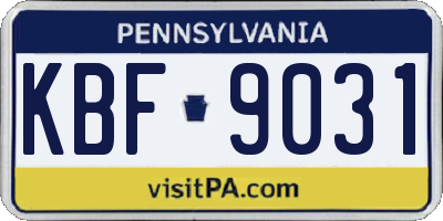 PA license plate KBF9031