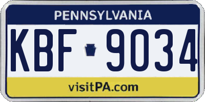 PA license plate KBF9034