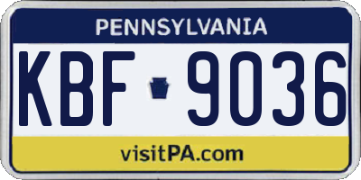 PA license plate KBF9036