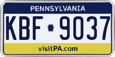 PA license plate KBF9037