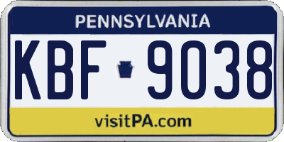 PA license plate KBF9038