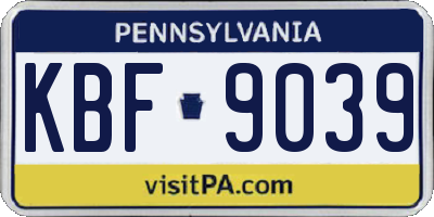 PA license plate KBF9039