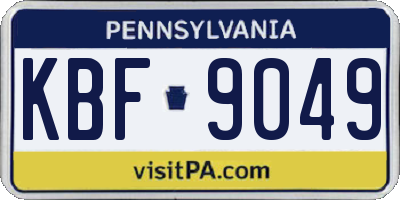 PA license plate KBF9049