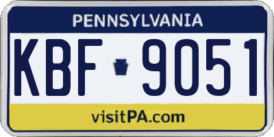 PA license plate KBF9051