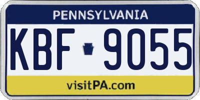 PA license plate KBF9055