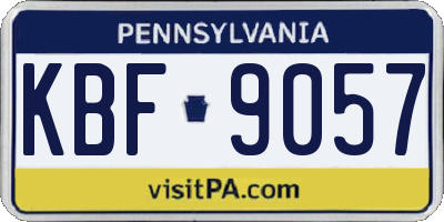 PA license plate KBF9057