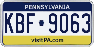 PA license plate KBF9063