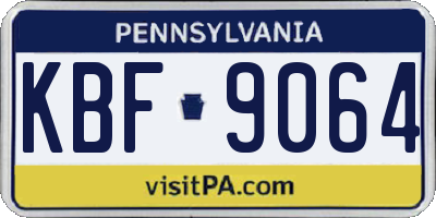 PA license plate KBF9064