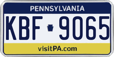 PA license plate KBF9065