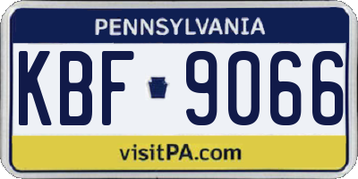 PA license plate KBF9066