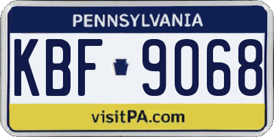 PA license plate KBF9068